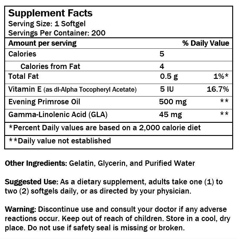 NuHealth 달맞이꽃 오일, 500 mg - 200 소프트겔