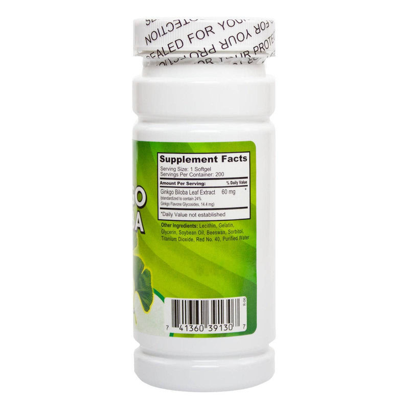 NuHealth Ginkgo Biloba、60mg-200ソフトジェル