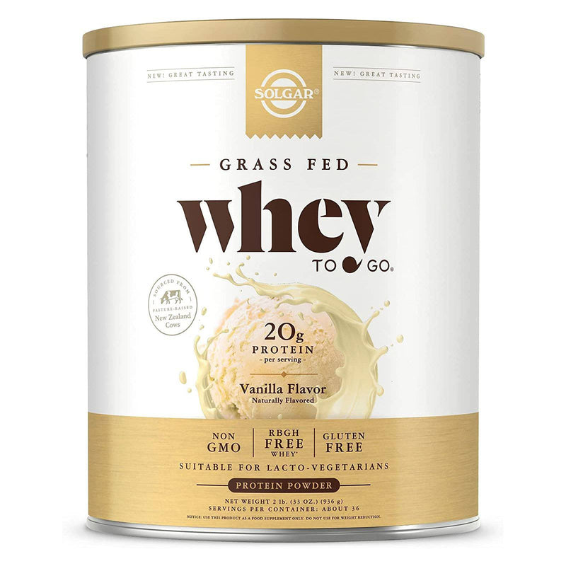 Solgar Whey To Go Protein Powder, Sabor Natural de Baunilha 32oz