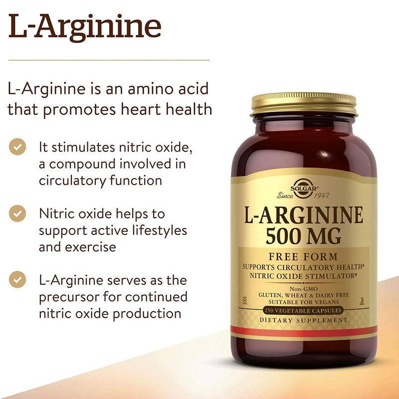 Solgar L-Arginine 500 mg 250 Vegetable Capsules