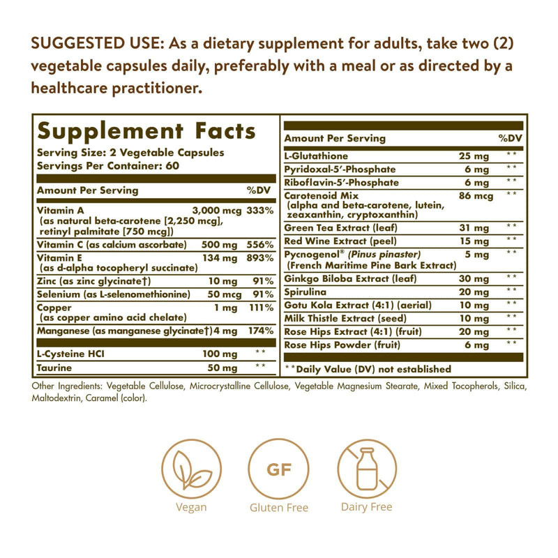 Solgar Advanced Antioxidant Formula 120 Cápsulas Vegetais