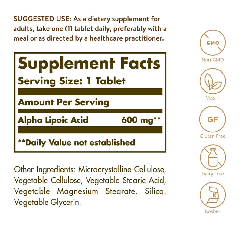 Solgar Alpha Lipoic Acid 600 mg 50 Tablets