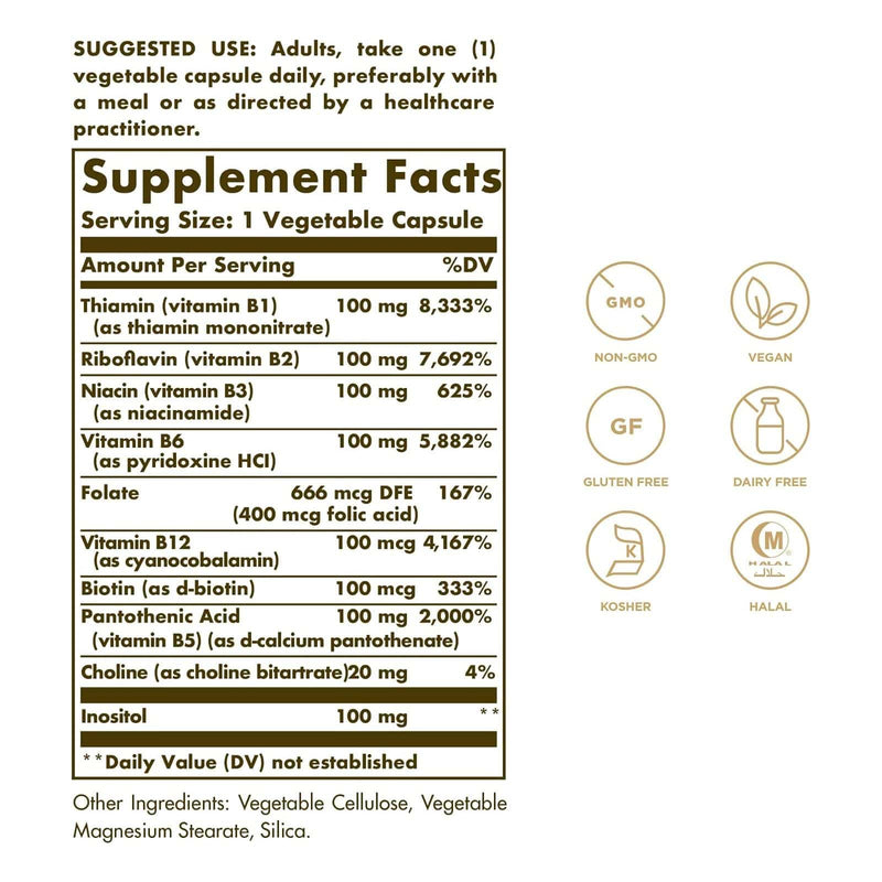 Solgar B-Complex "100" 100 Vegetable Capsules