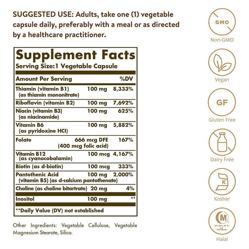 Solgar B-Complex &quot;100&quot; Vegetable 250 Capsules