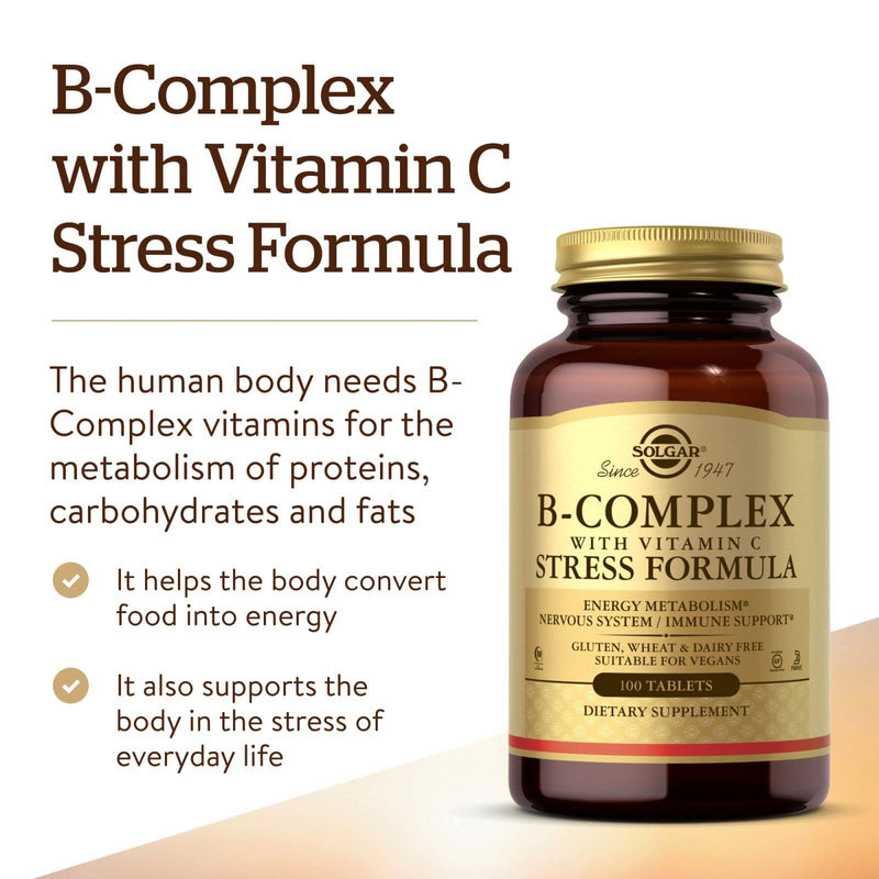 Solgar B-Complex with Vitamin C Stress Formula 100 Tablets