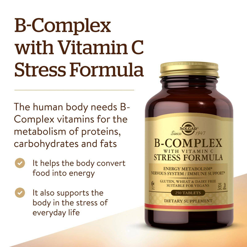 Solgar B-Complex com Vitamina C Stress Formula Tablets - 250 Comprimidos