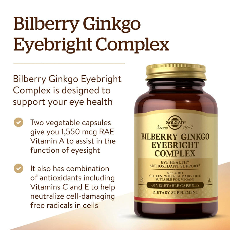 Solgar Bilberry Ginkgo Eyebright Complex - 60 식물성 캡슐