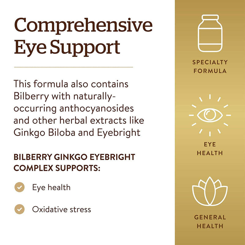 Solgar Bilberry Ginkgo Eyebright Complex - 60 식물성 캡슐