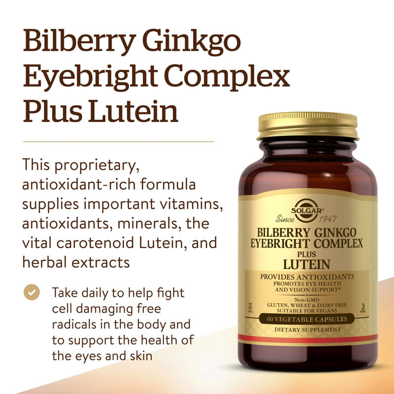 Solgar Bilberry Ginkgo Eyebright Complex Plus Lutein 60 Vegetable Capsules