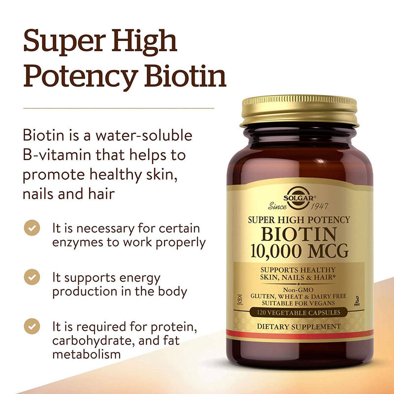 Solgar Biotin 10,000 mcg 120 Vegetable Capsules