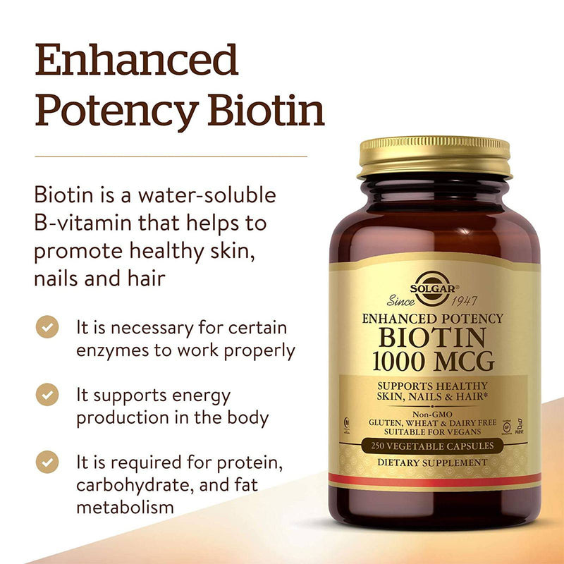 Solgar Biotin 1000 mcg 250 Vegetable Capsules