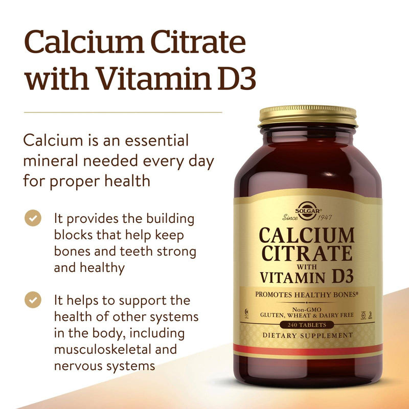 Solgar Calcium Citrate with Vitamin D3 240 Tablets