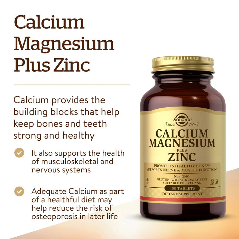 Solgar Calcium Magnesium Plus Zinc 100 Tablets