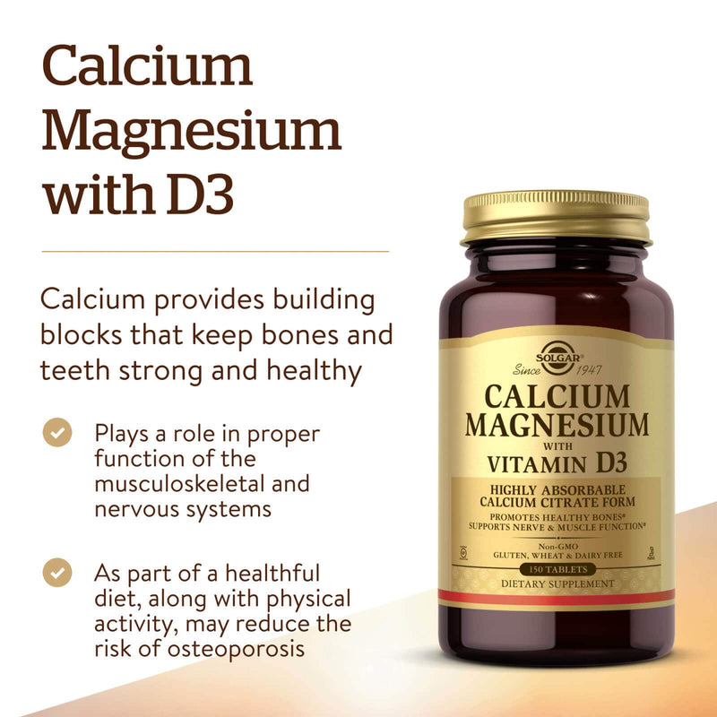 Solgar Calcium Magnesium with Vitamin D3 150 Tablets