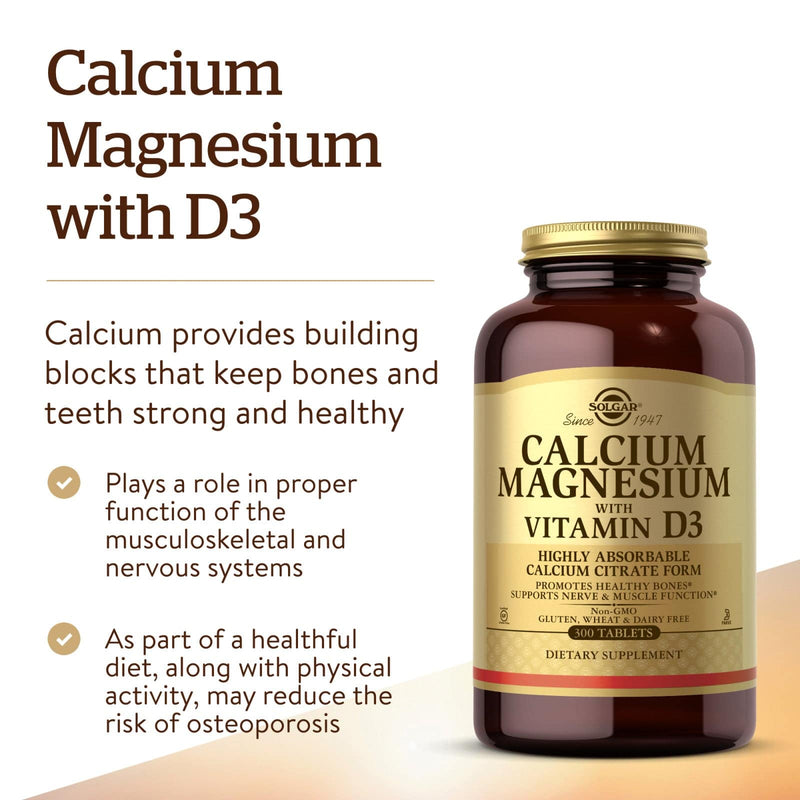 Solgar Calcium Magnesium with Vitamin D3 300 Tablets