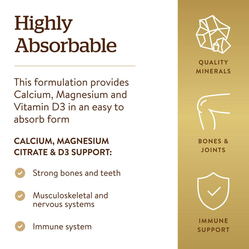 Solgar cálcio magnésio com vitamina D3 - 300 comprimidos