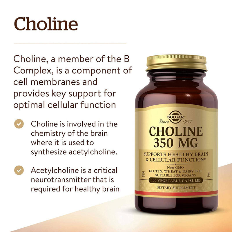 Solgar Choline 350 mg 100 Vegetable Capsules