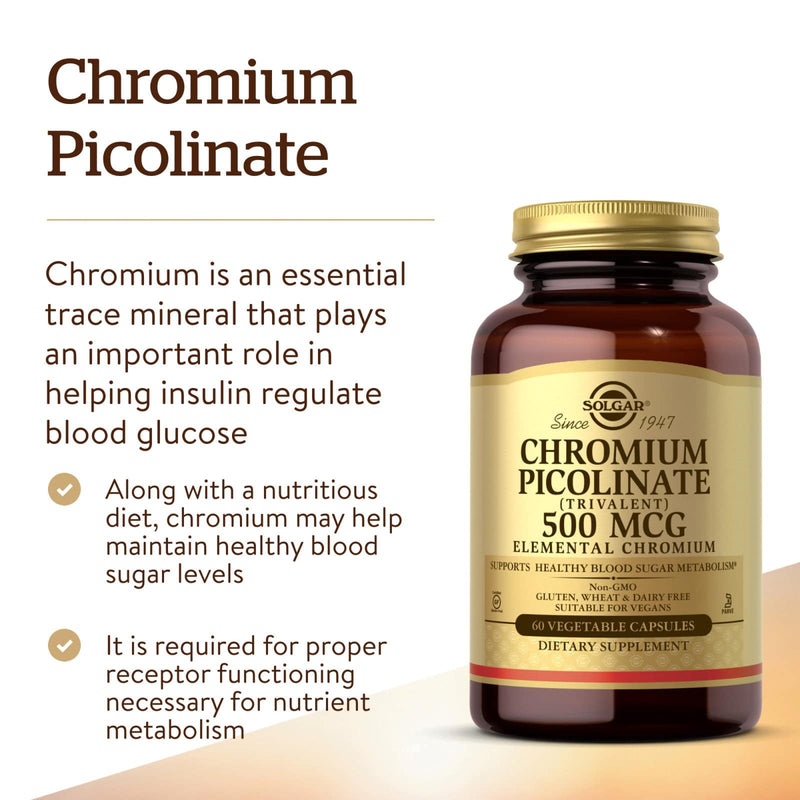 Solgar Chromium Picolinate 500 mcg - 60 Cápsulas Vegetais