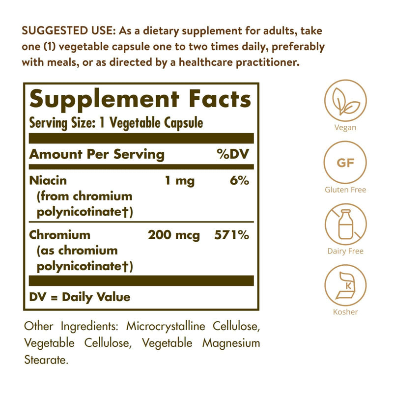 Solgar Chromium Polynicotinate 200mcg-100野菜カプセル