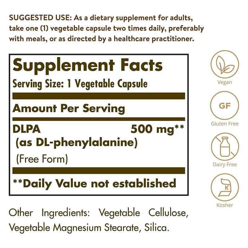 Solgar DLPA 500 mg 100 Vegetable Capsules