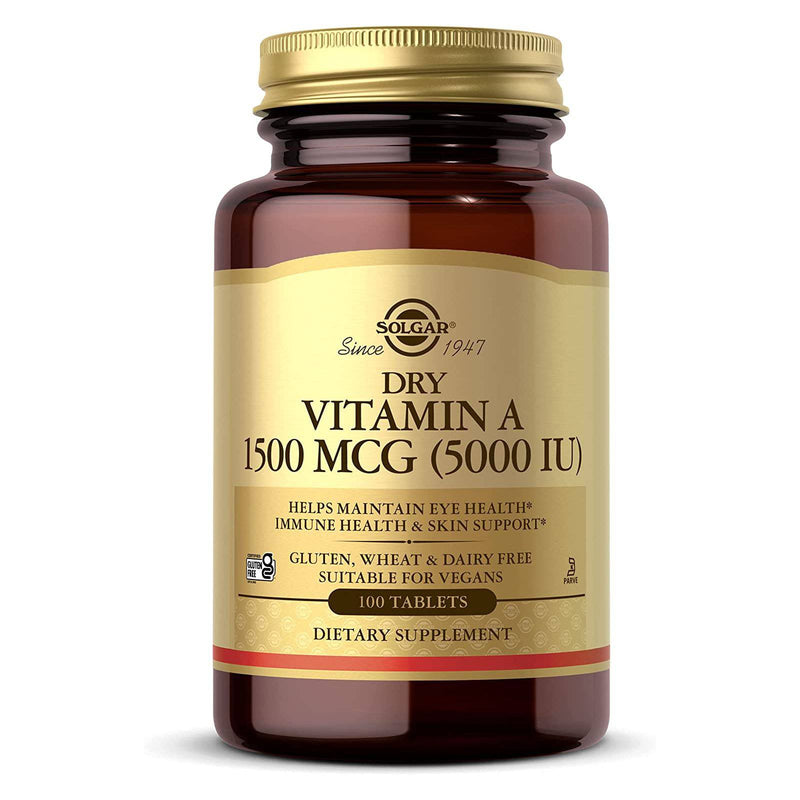 Solgar Vitamina A Seca 1500 mcg (5000 UI) 100 Comprimidos