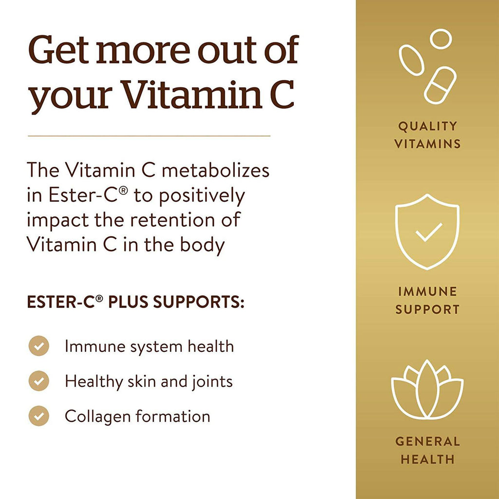 Solgar Ester-C Plus 1000 mg Vitamin C (Ester-C Ascorbate Complex) 60 Tablets - DailyVita