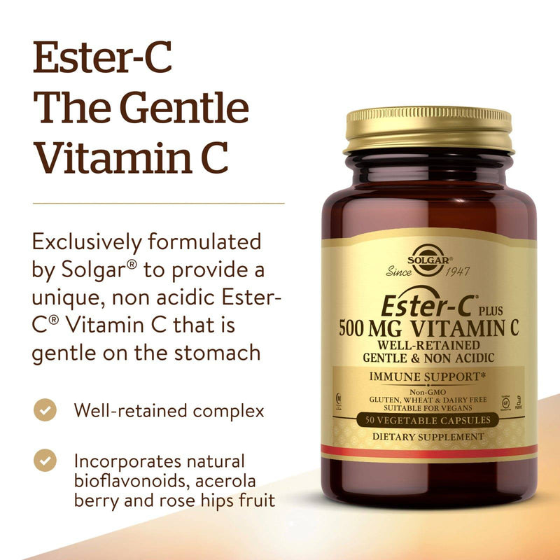 Solgar Ester-C Plus 500 mg Vitamin C (Ester-C Ascorbate Complex) 50 Vegetable Capsules