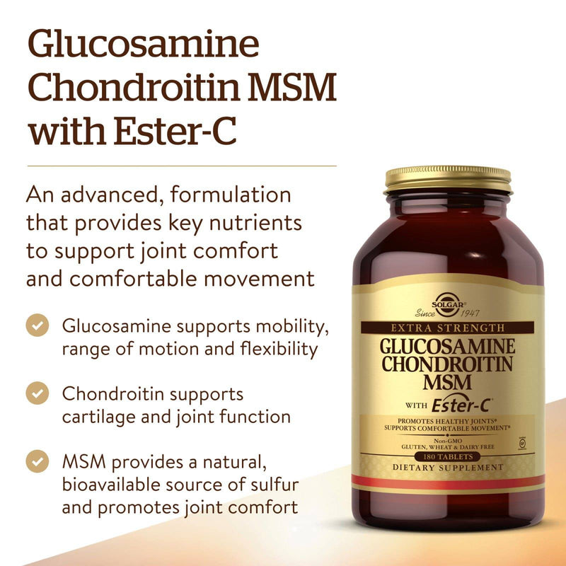 Solgar Extra Strength Glucosamine Chondroitin MSM with Ester-C 180 Tablets