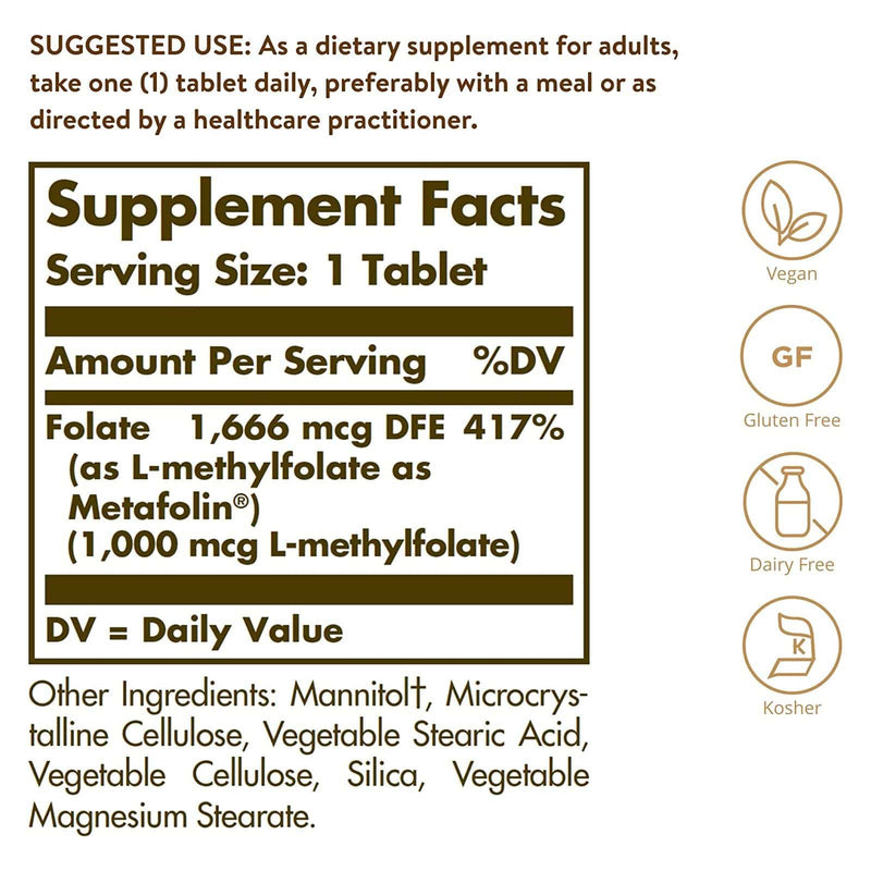 Solgar Folate 1000 MCG（Metafolin®1,000MCG）120錠