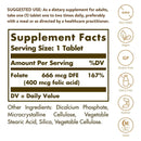 Solgar Folate 666 mcg DFE (FOLIC ACID 400 MCG) 250 Tablets - DailyVita