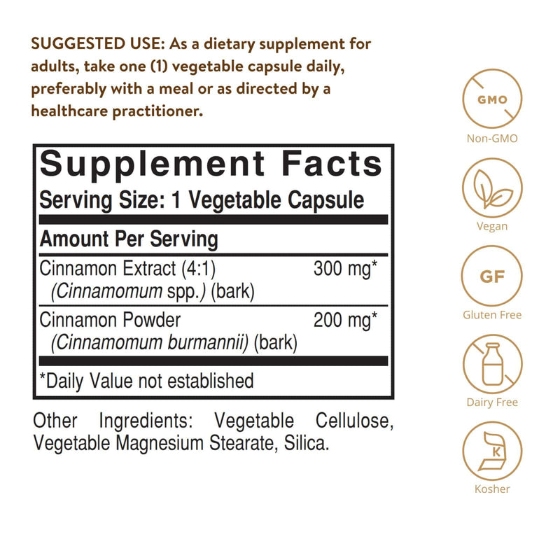 Solgar Full Potency Cinnamon - 100 식물성 캡슐