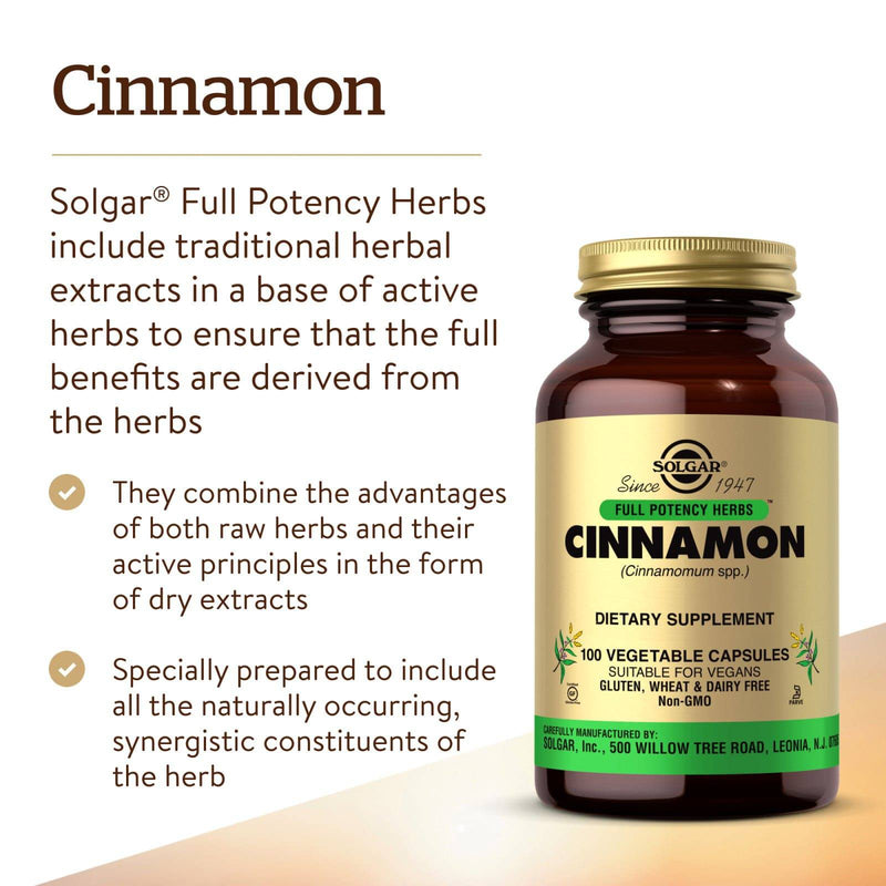 Solgar Full Potency Cinnamon - 100 식물성 캡슐