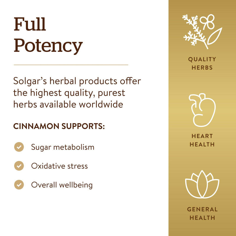 Solgar Full Potency Cinnamon - 100 식물성 캡슐