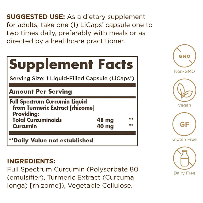 Solgar Full Spectrum Curcumin Liquid Extract 30 Softgels