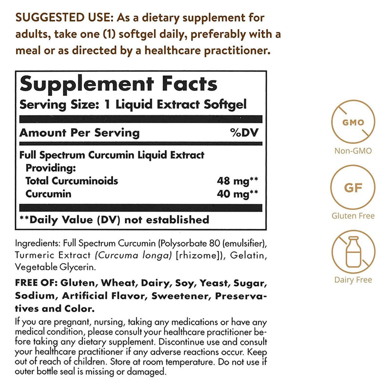 Solgar Full Spectrum Curcumin Liquid Extract 60 Softgels