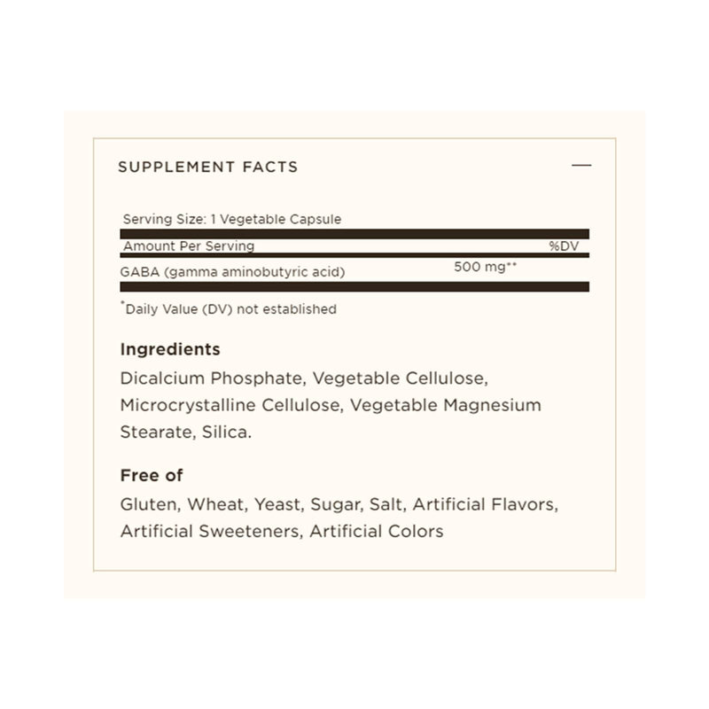 Solgar GABA 500 mg - 50 Cápsulas Vegetais