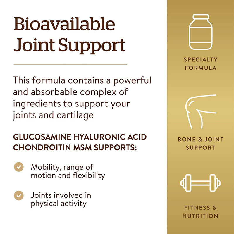 Solgar Glucosamine Hyaluronic Acid Chondroitin MSM (Shellfish-Free) 120 Tablets