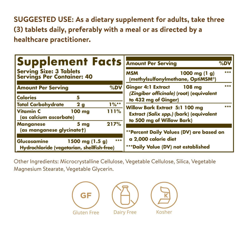 Solgar Glucosamine MSM Complex (Shellfish-Free) 120 Tablets