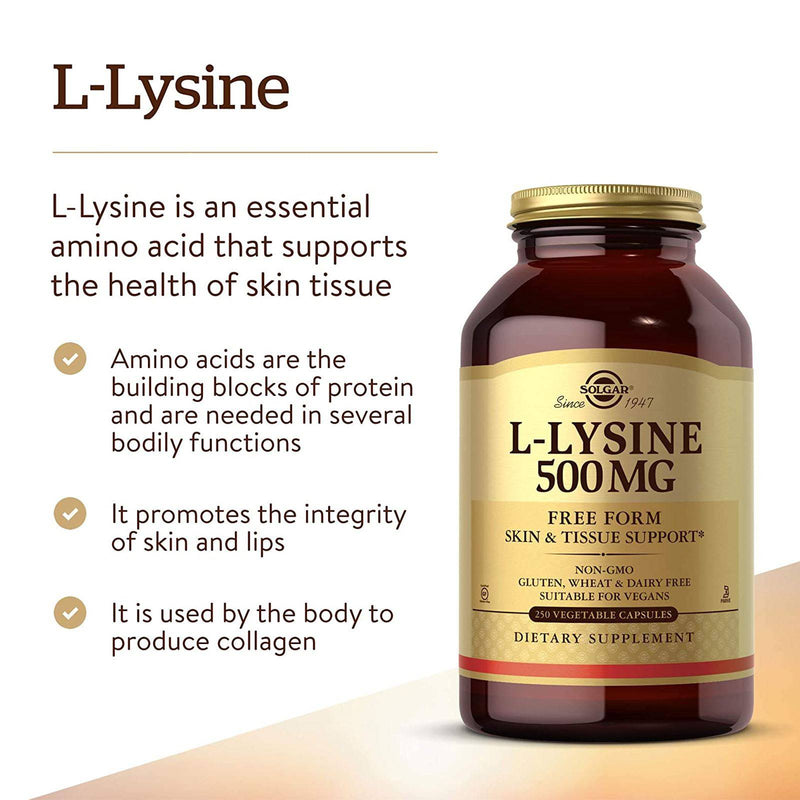 Solgar L-Lysine 500 mg 250 Vegetable Capsules