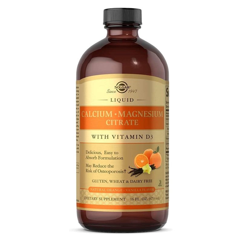 Solgar citrato de cálcio e magnésio líquido (vitamina D3) - 16 oz (baunilha de laranja natural)