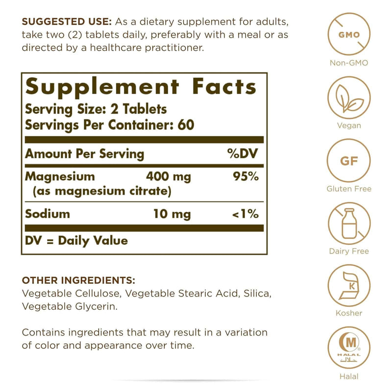 Solgar Magnesium Citrate 120 Tablets