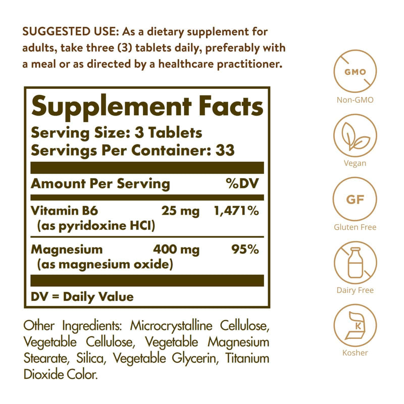 Solgar Magnésio com Vitamina B6 - 100 Comprimidos