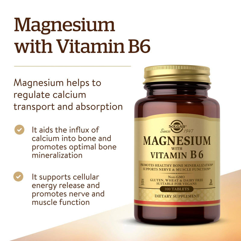 Solgar Magnésio com Vitamina B6 - 100 Comprimidos