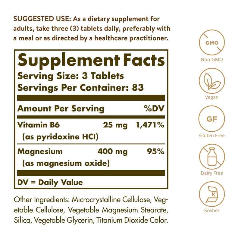 Solgar Magnesium with Vitamin B6 250 Tablets