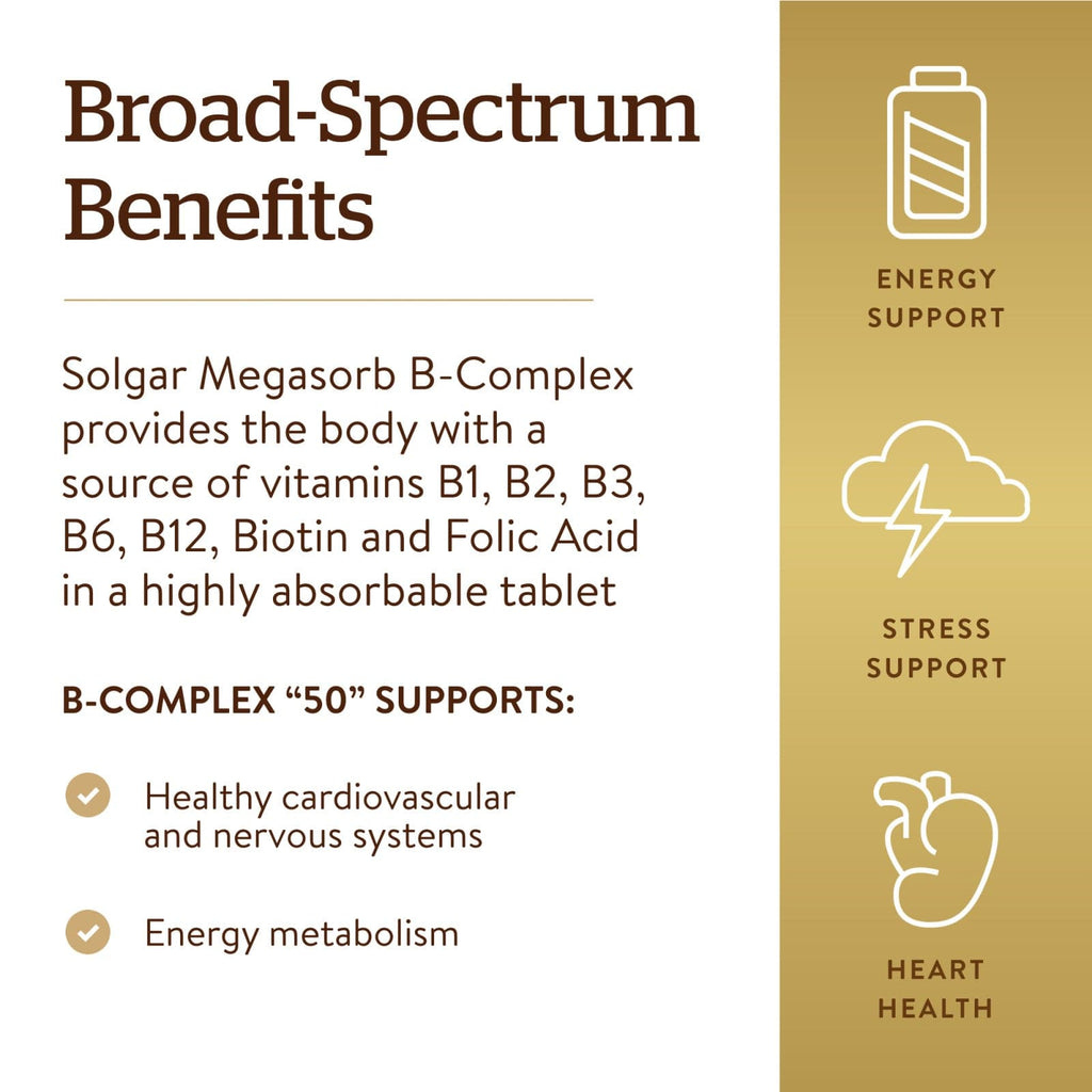 Solgar Megasorb B-Complex "50" 100 Tablets - DailyVita
