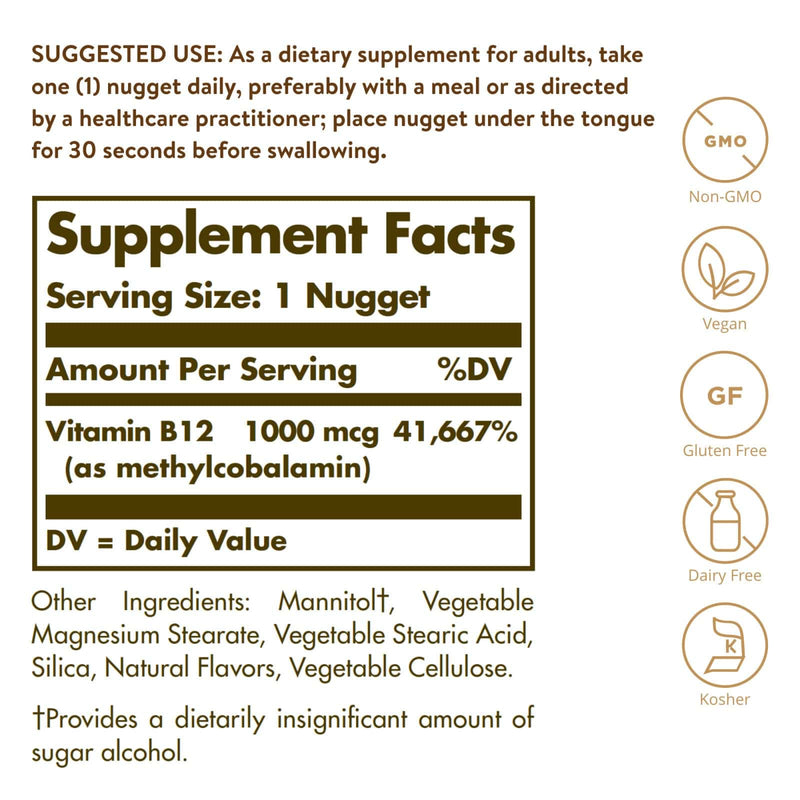 Solgar Methylcobalamin (Vitamin B12) 1000 mcg 30 Nuggets