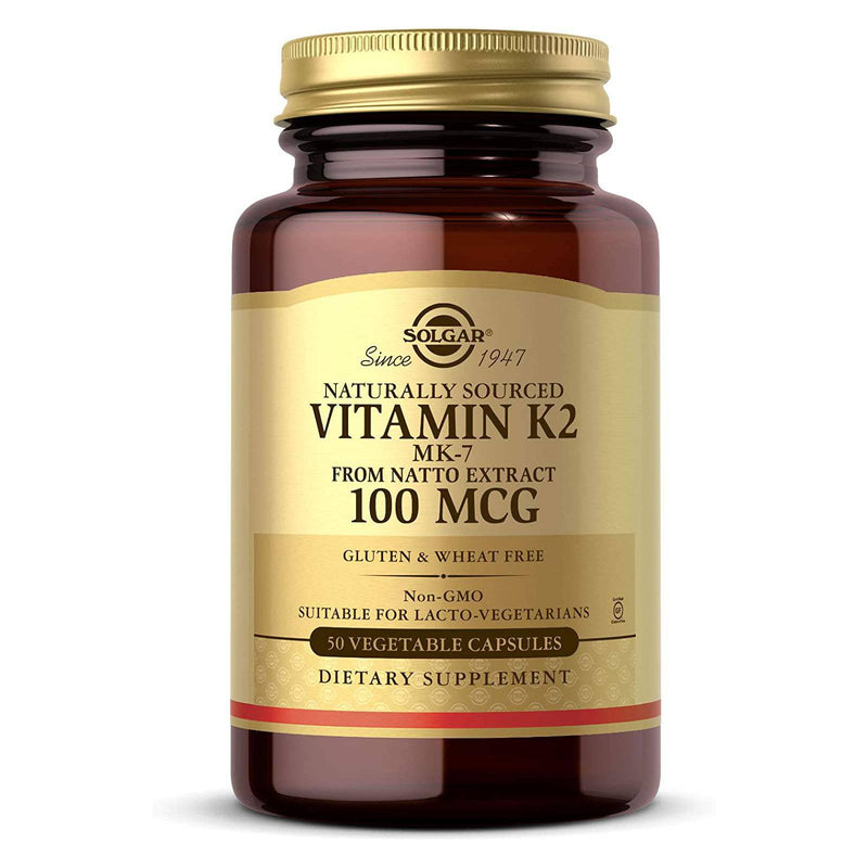 Solgar Naturally Sourced Vitamin K-2 (MK-7) 100 mcg 50 Vegetable Capsules