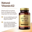 Solgar Naturally Sourced Vitamin K-2 (MK-7) 100 mcg 50 Vegetable Capsules - DailyVita
