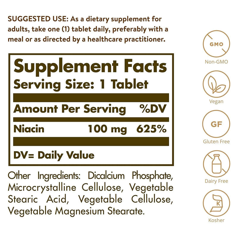 Solgar Niacin (Vitamin B3) 100 mg 100 Tablets