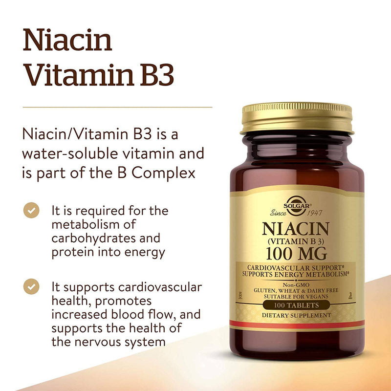 Solgar Niacin (Vitamin B3) 100 mg 100 Tablets